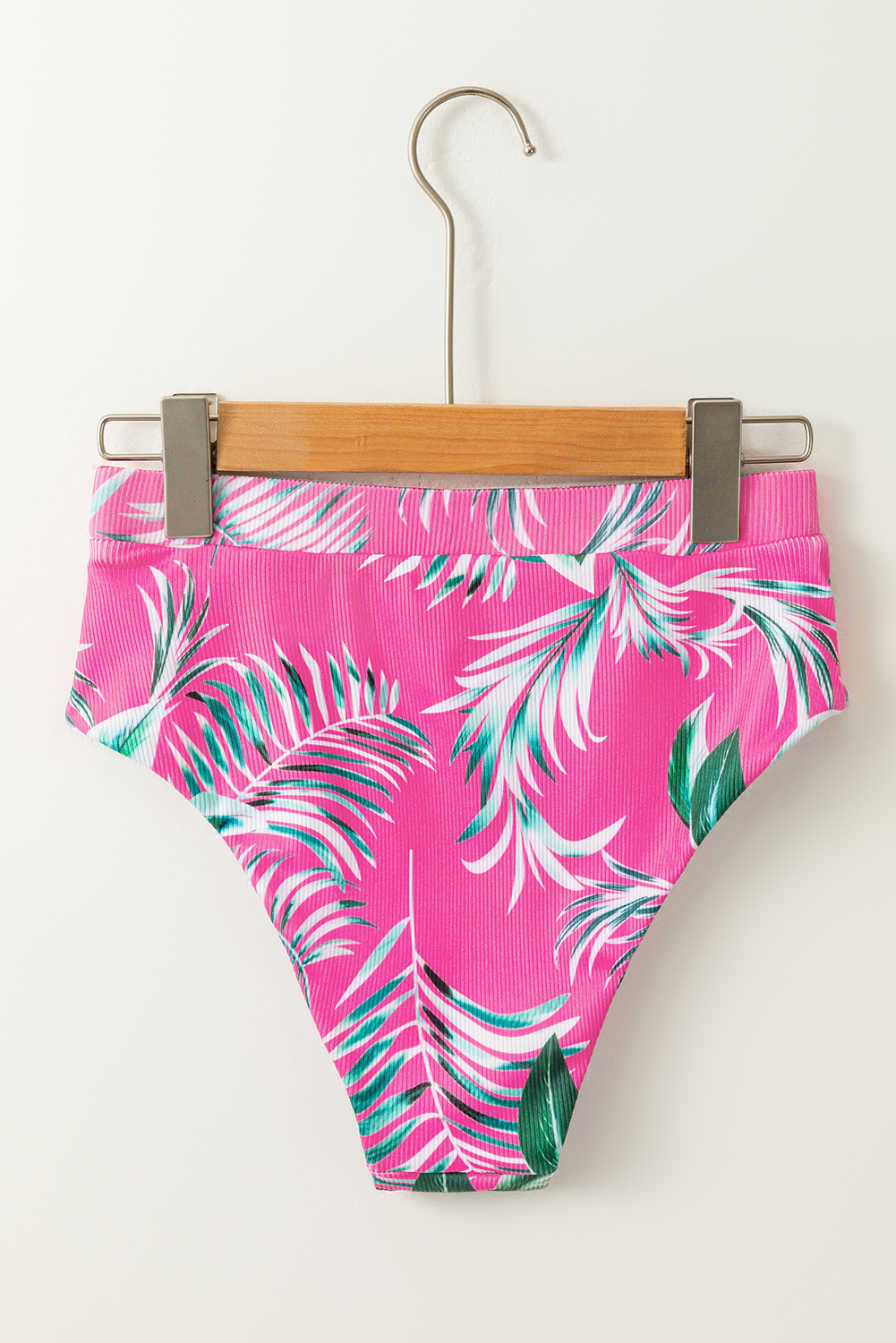 Rose Tropical Print Textured Bikini Bottoms - loveforevers