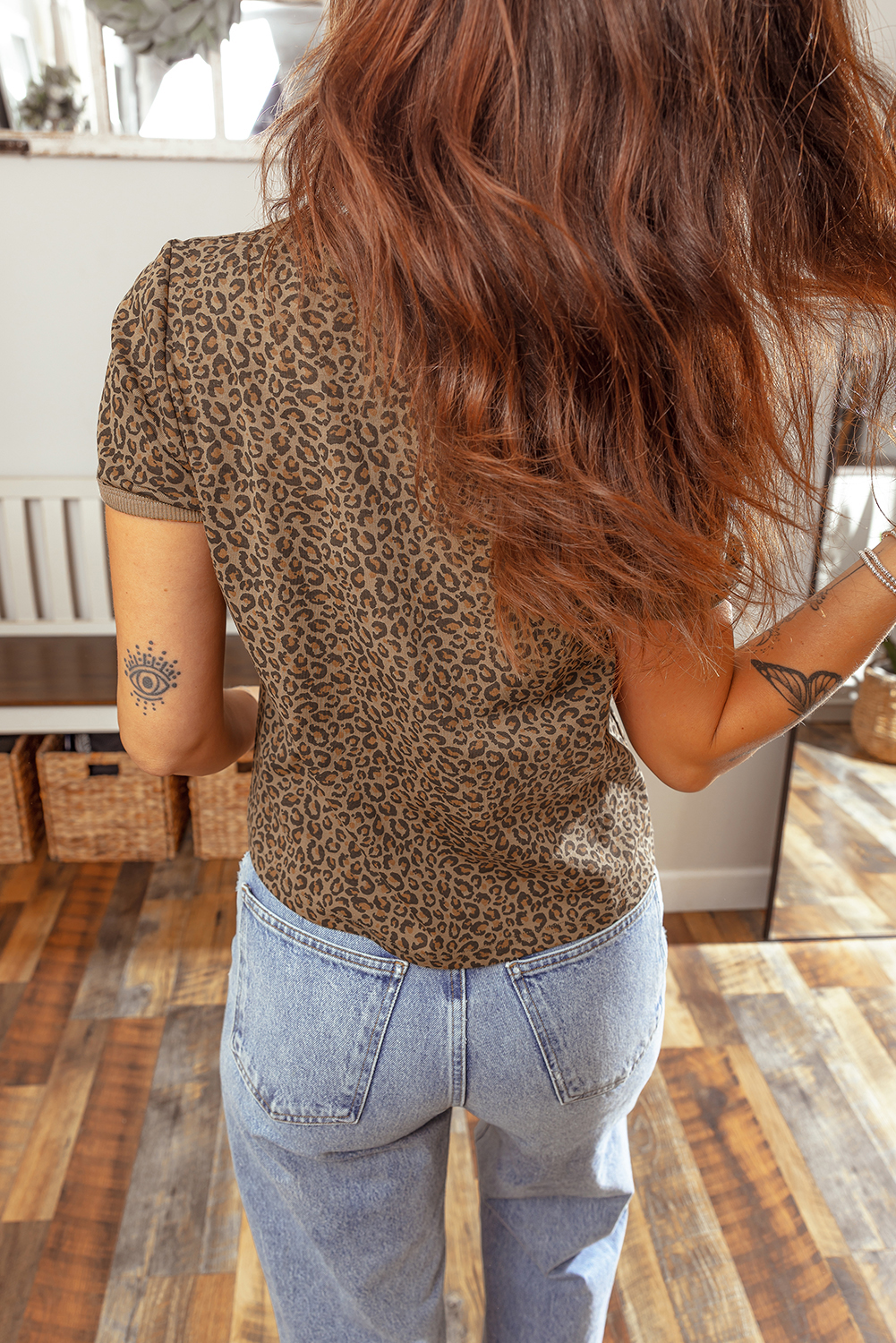 Khaki Fierce Leopard Crew Neck T Shirt - loveforevers
