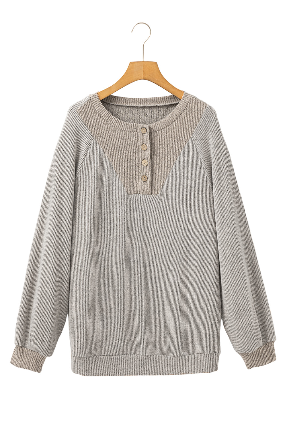 Contrast Ribbed Loose Fit Long Sleeve Top - loveforevers