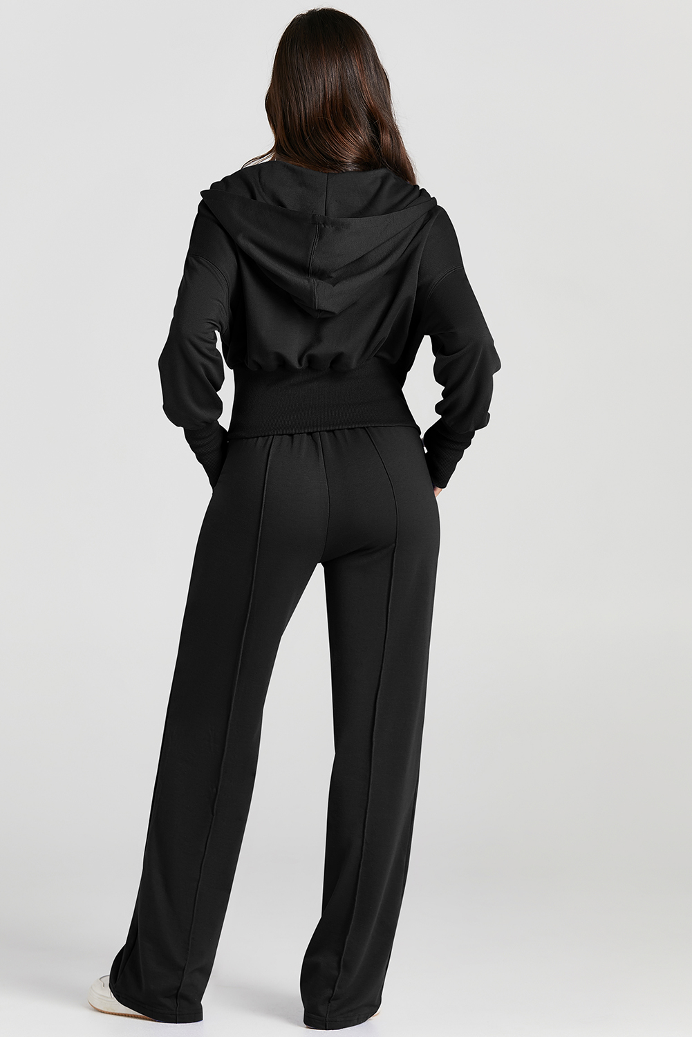 Gray Double Zipper Hooded Jacket and Sweatpants Active Set - loveforevers
