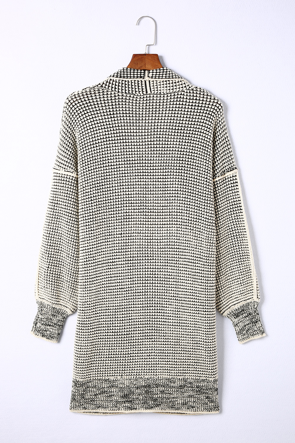 Apricot Plaid Knitted Long Open Front Cardigan - loveforevers