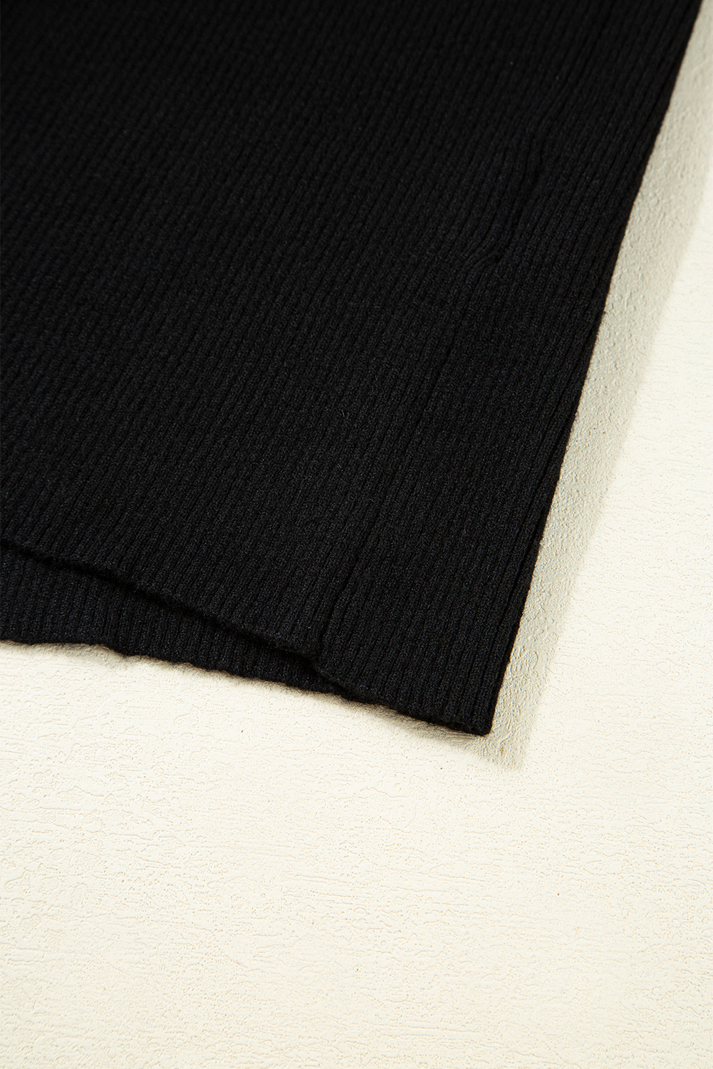 Black Ribbed Knit Cold Shoulder Sweater - loveforevers