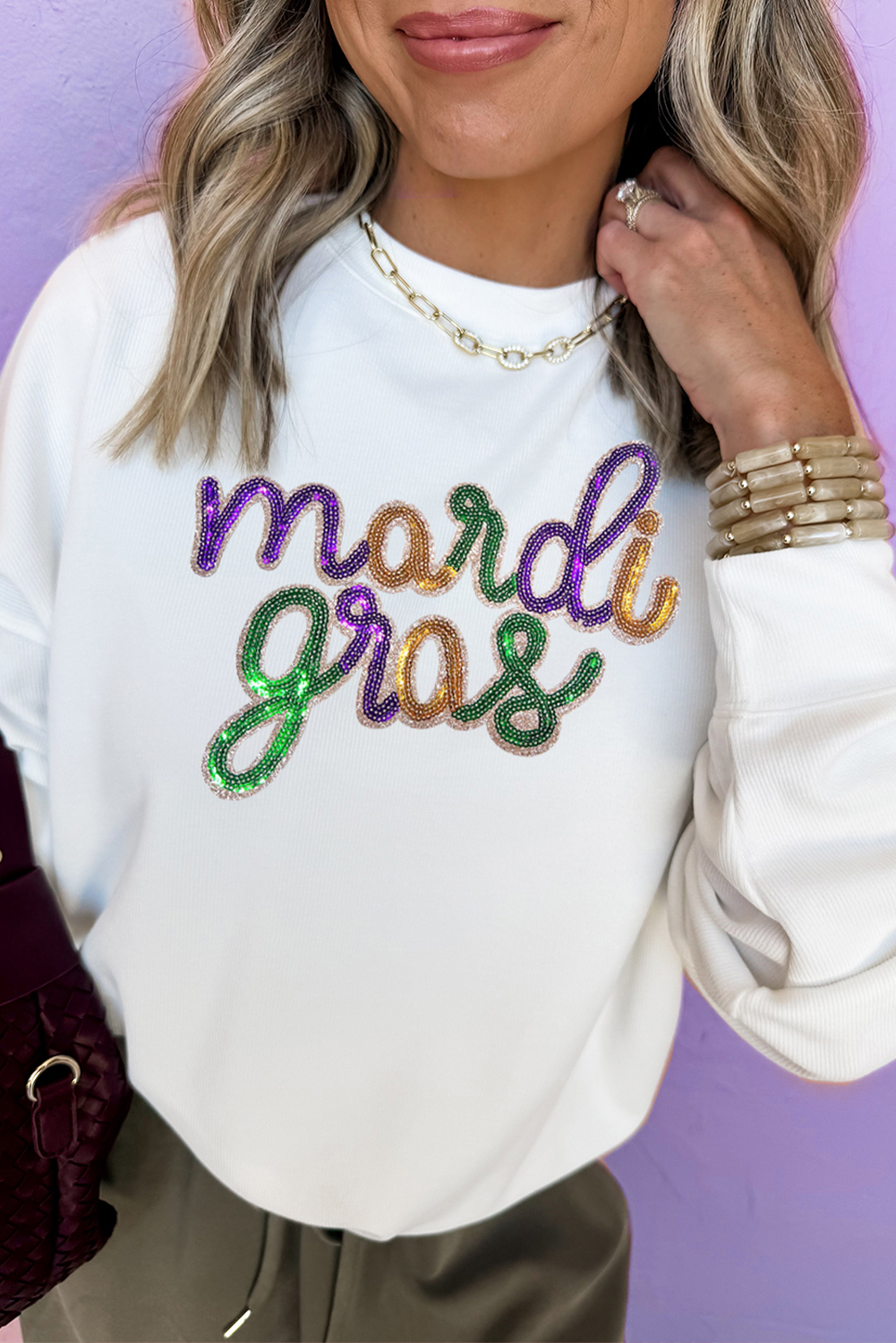 Wisteria Sequin mardi gras Graphic T Shirt - loveforevers