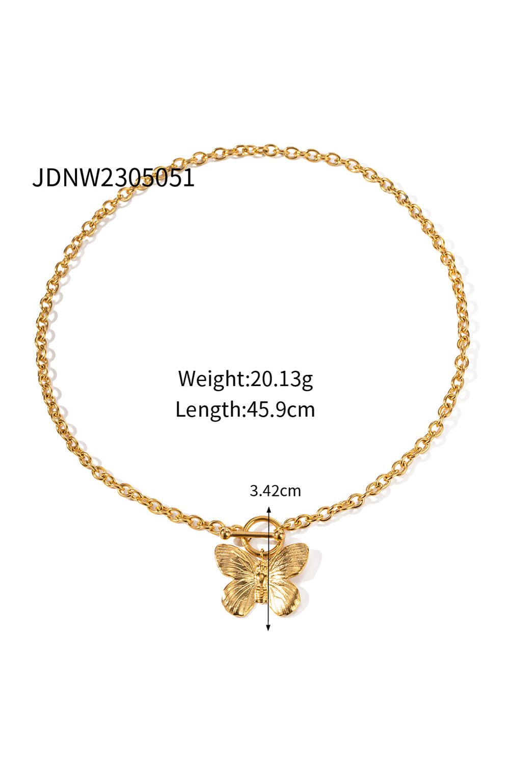 Gold Butterfly Pendant Plated Alloy Necklace - loveforevers