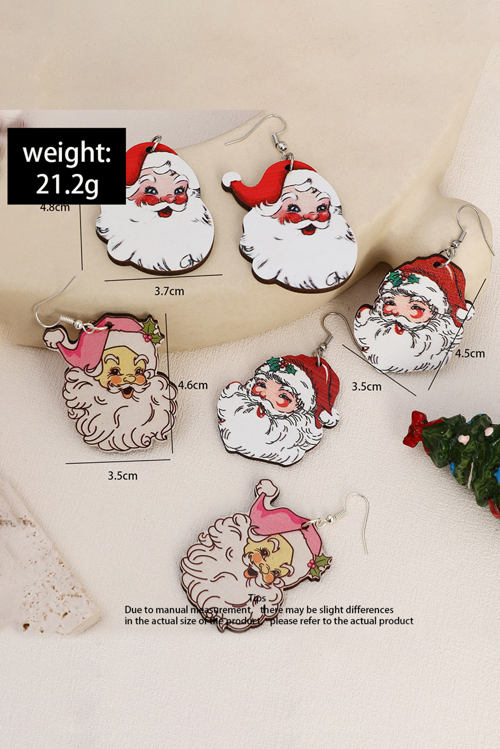 White 3 Pairs Christmas Santa Clause Pendant Hook Earrings - loveforevers