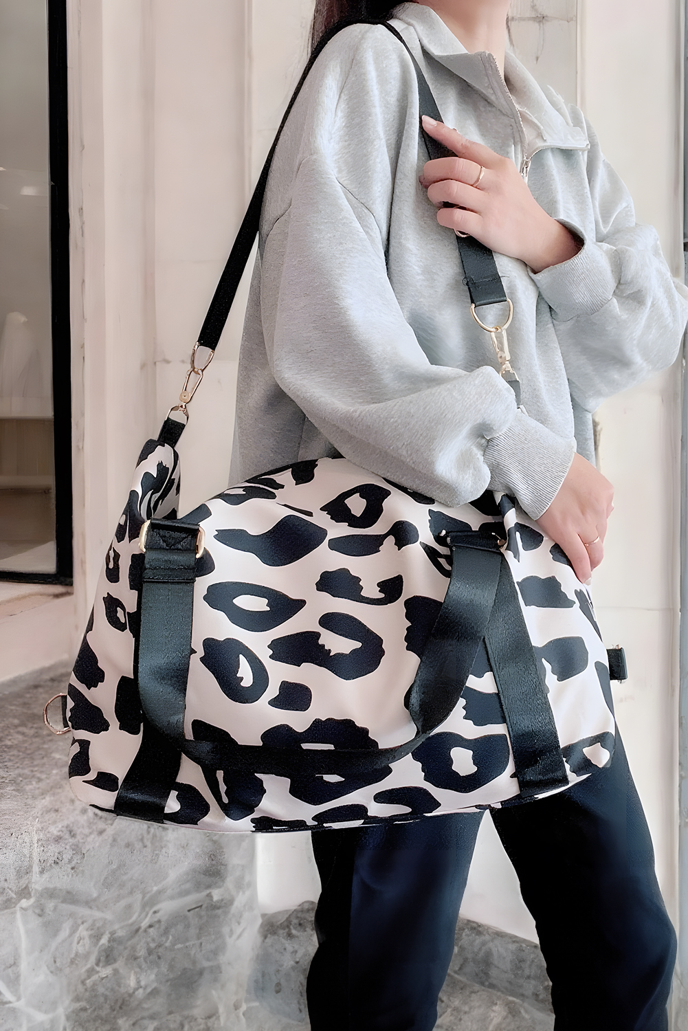 Bright Pink Leopard Print Large Travel Bag - loveforevers