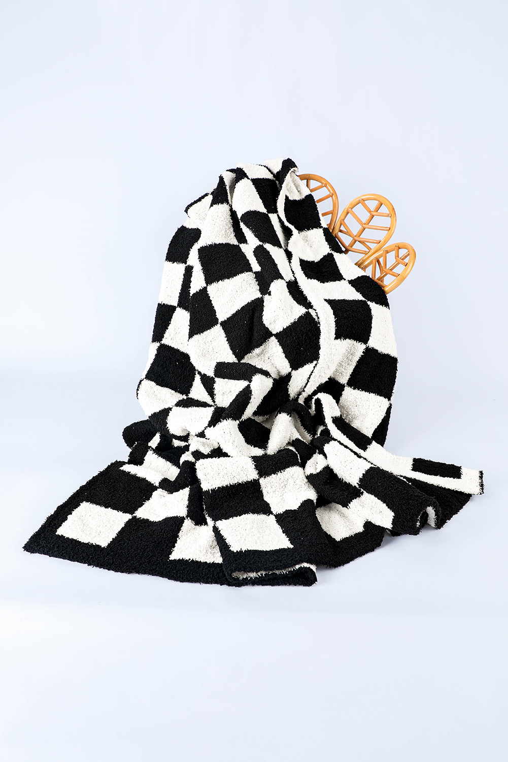 Fiery Red Plush Checkered Print Sofa Blanket 127*152cm - loveforevers