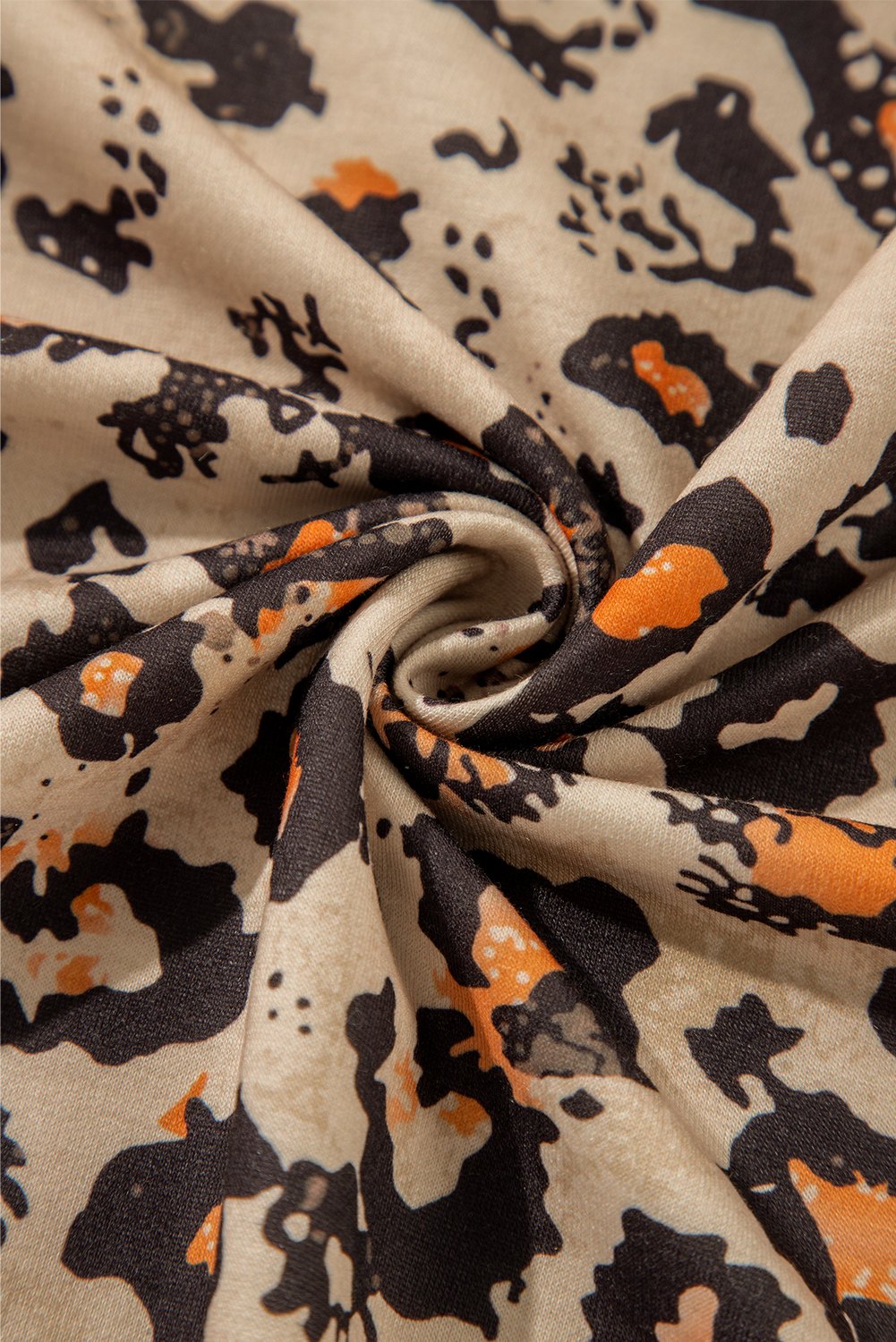 Brown Bleached Halloween Pumpkin Leopard Print Sweatshirt - loveforevers