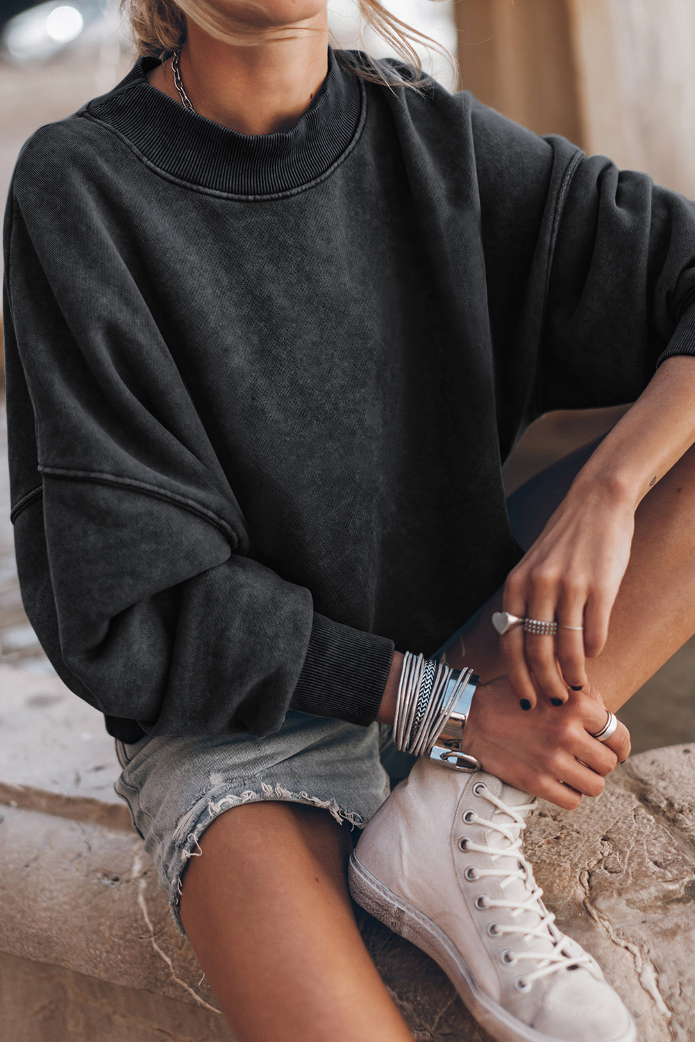 Brown Drop Shoulder Crew Neck Pullover Sweatshirt - loveforevers