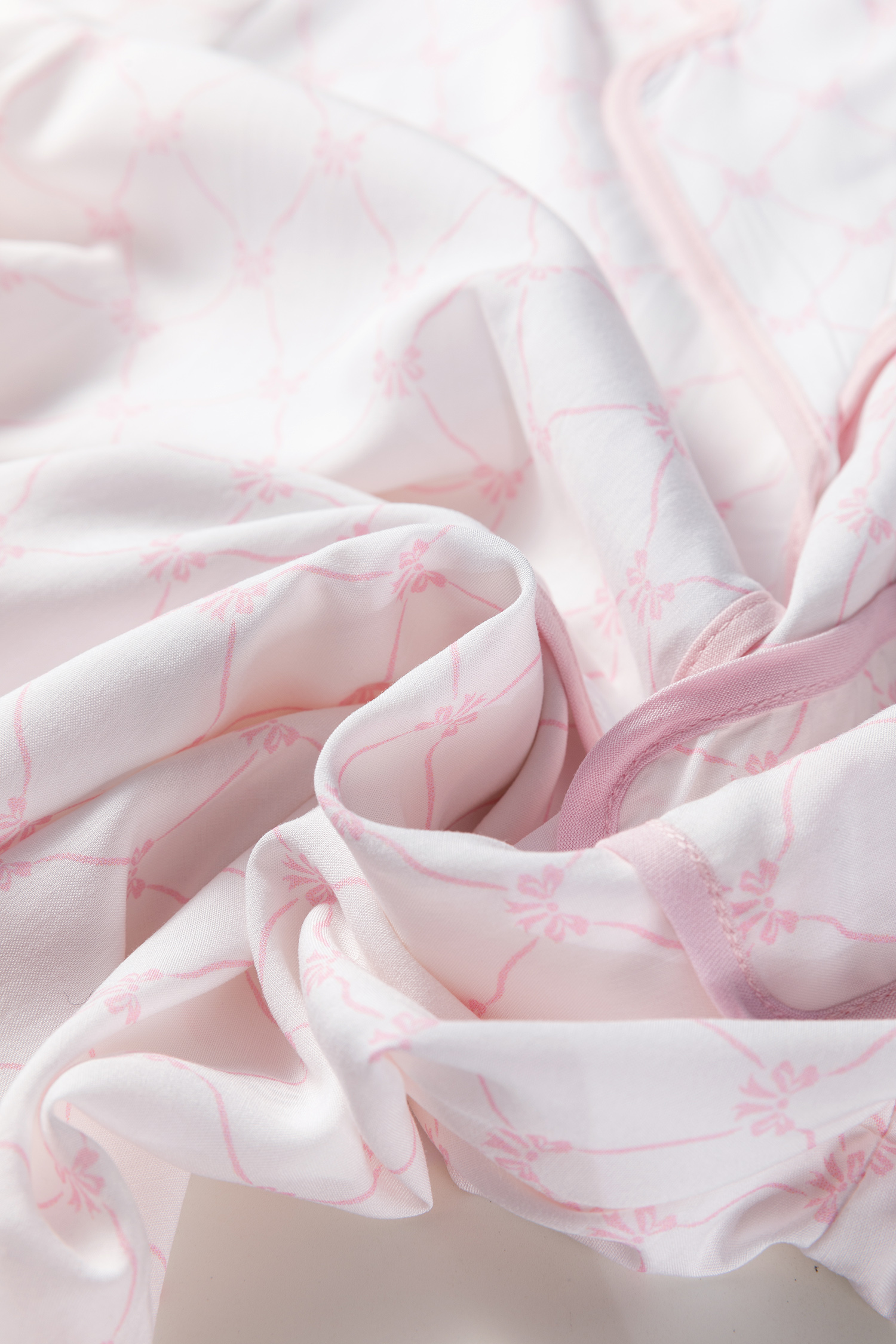 Pink Bow Lattice Print Bow Ties 2pcs Pajama Set - loveforevers