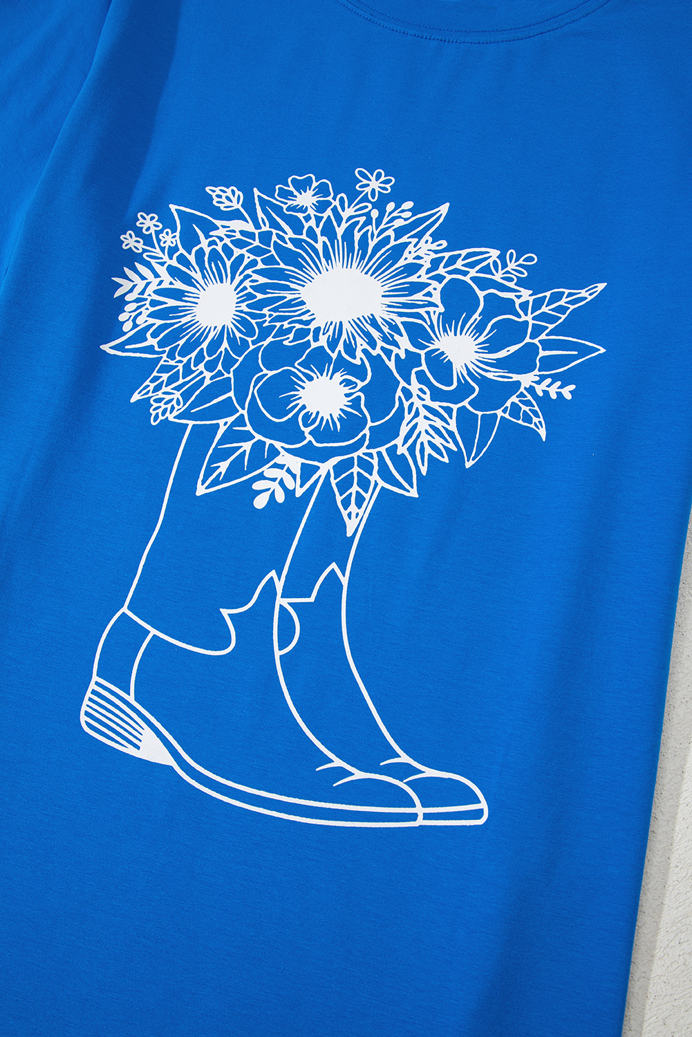 Blue Sunflower Boots Graphic Western Fashion T Shirt - loveforevers