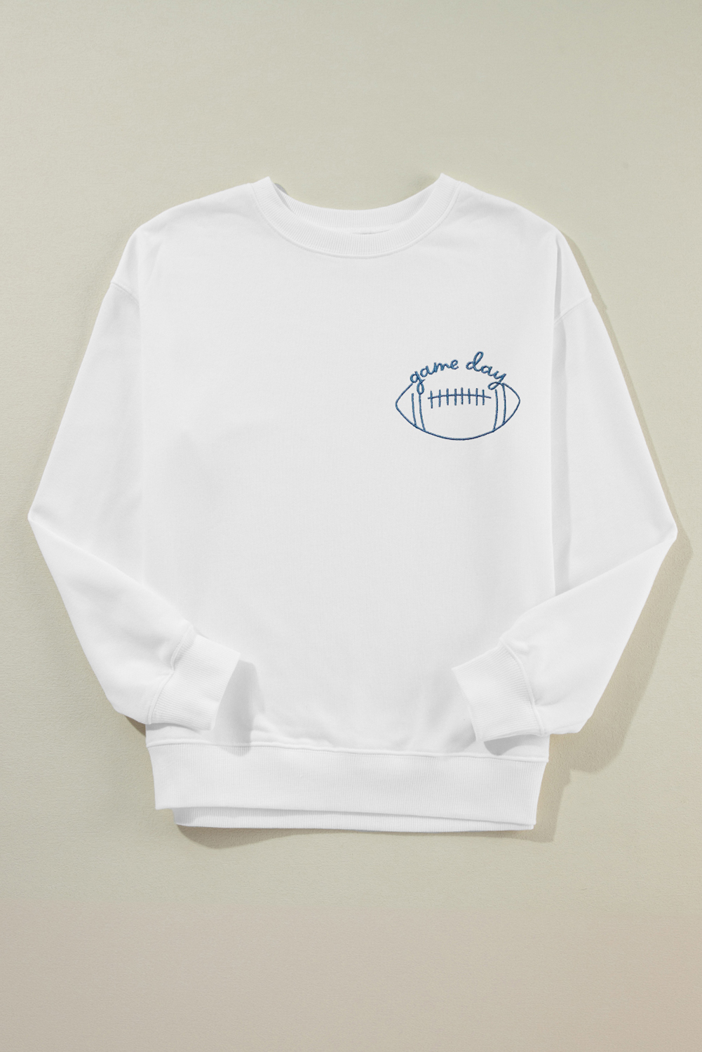 White game day Rugby Embroidered Casual Sweatshirt - loveforevers