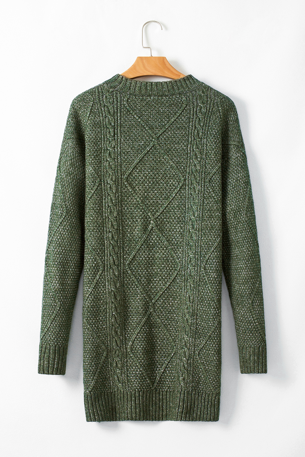 Parchment Cable Knit Drop Shoulder Loose Fit Sweater Dress - loveforevers