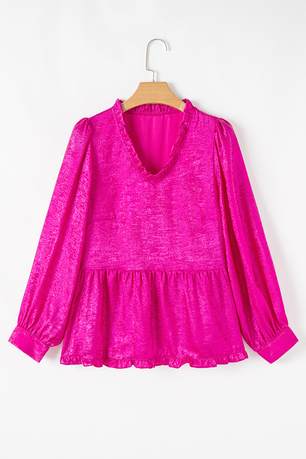 Dearlovers Gold Metallic Frilled V Neck Puff Sleeve Babydoll Blouse - loveforevers