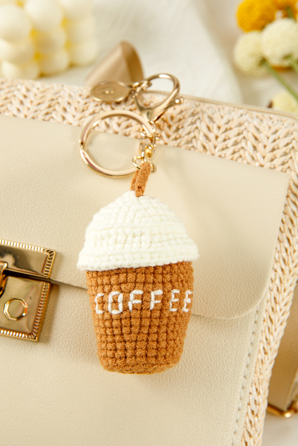 Thai Curry Crochet Coffee Pendent Keychain - loveforevers