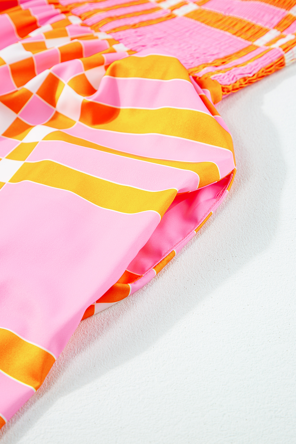 Pink Boho Gingham Tied Straps Smocked Maxi Dress - loveforevers