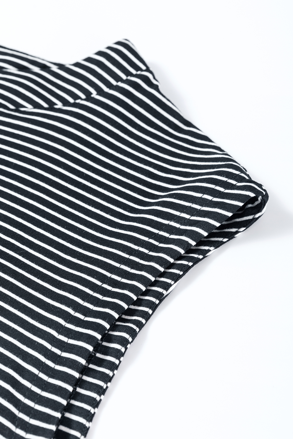 Black white Striped Print Buttoned Wide Leg Sleeveless Jumpsuit - loveforevers