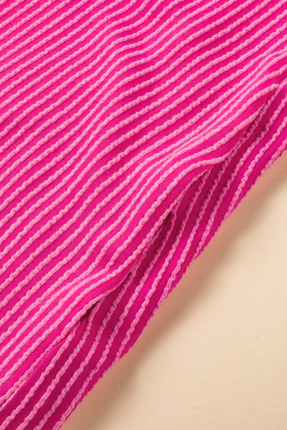 Bright Pink Striped Ribbed Knit T-shirt Shift Dress - loveforevers