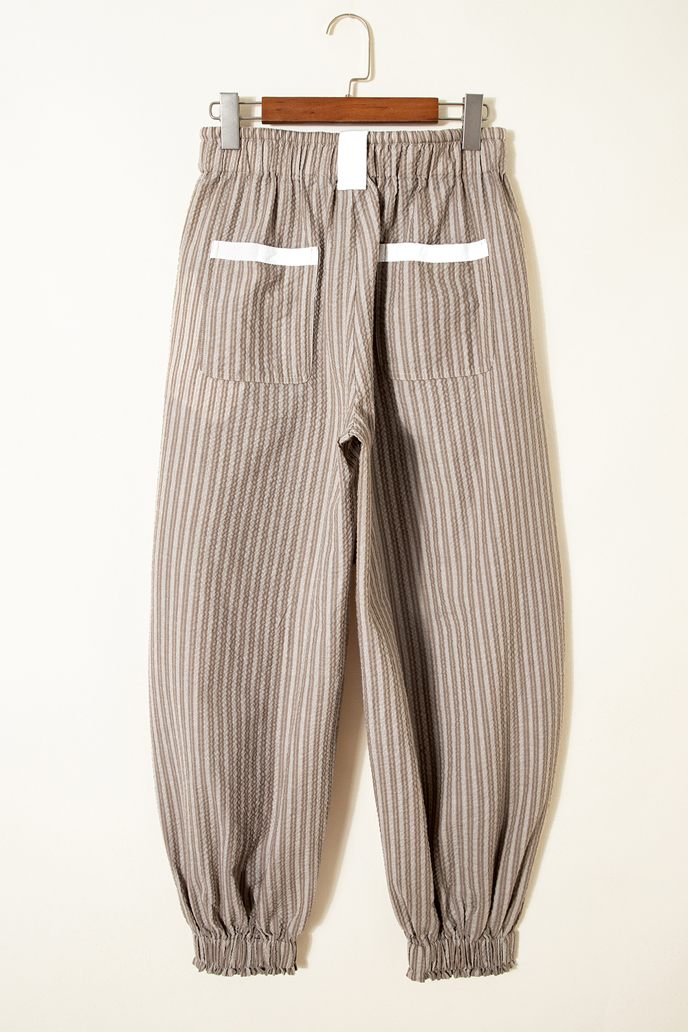 Brown Stripe Drawstring Cargo Jogger Pants with Pockets - loveforevers