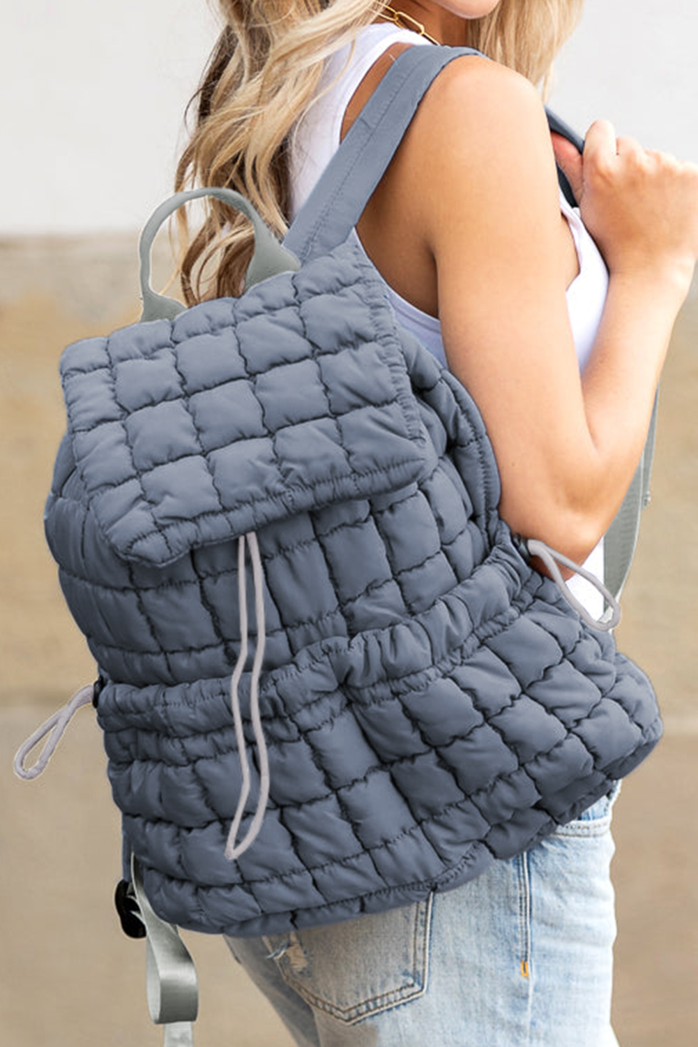 Black Solid Flapped Quilted Puffer Backpack - loveforevers