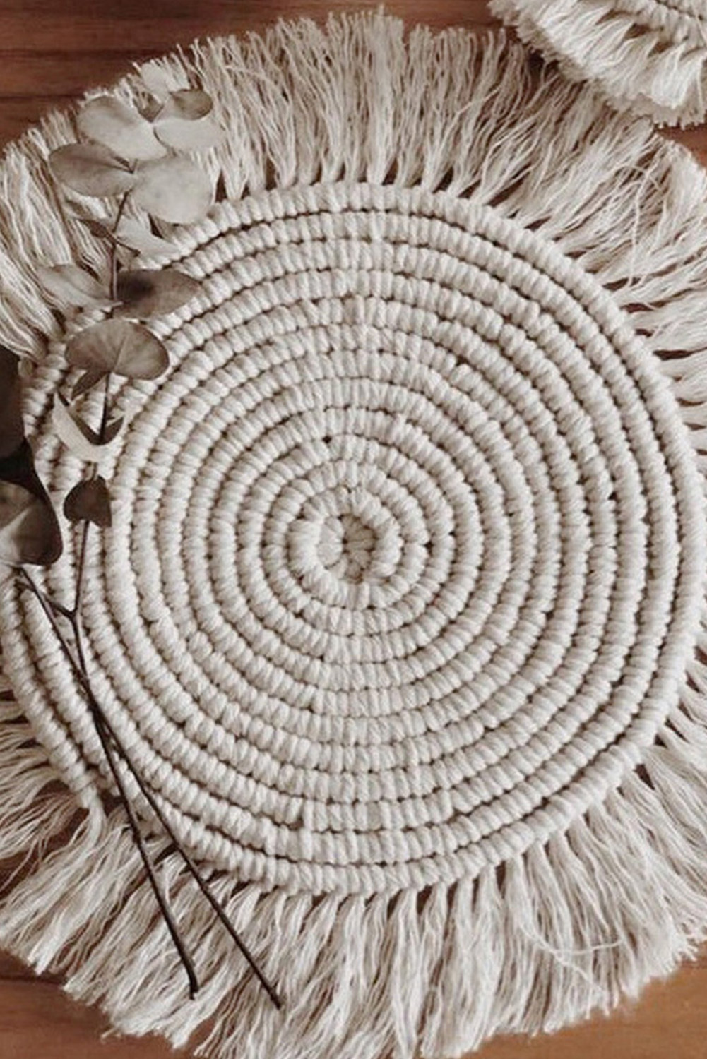 Beige Boho Tassel Macrame Coaster 15cm - loveforevers