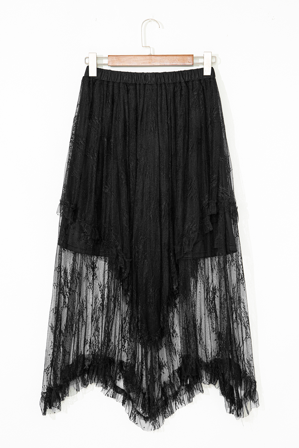 Apricot Lace Cascading Tiered High Waist Maxi Skirt - loveforevers