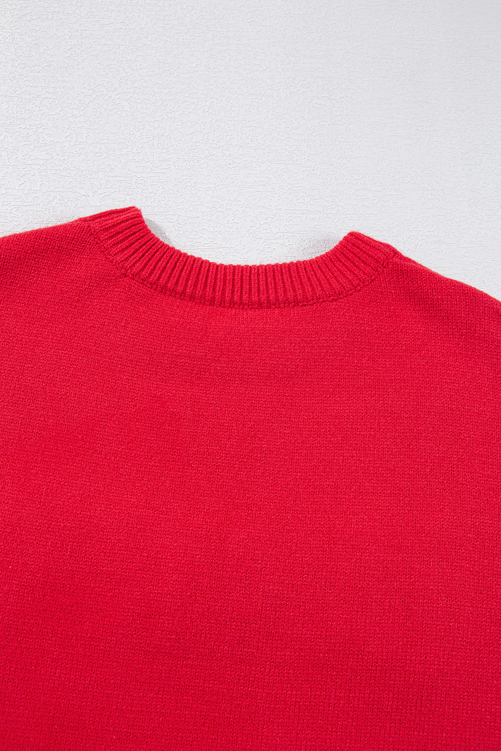 Fiery Red Tinsel Merry Letter Drop Shoulder Baggy Sweater - loveforevers