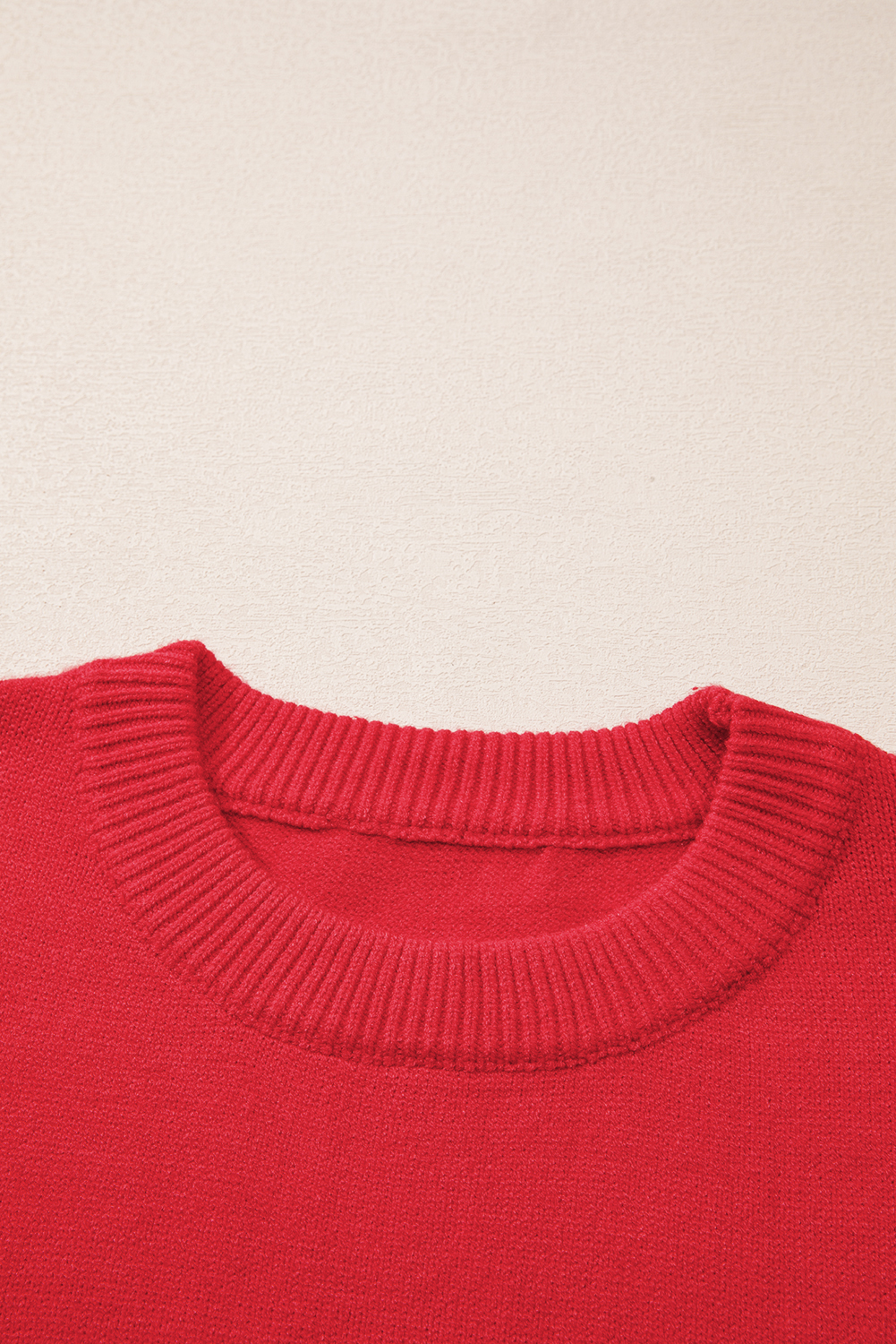Fiery Red Tinsel Merry Letter Drop Shoulder Baggy Sweater - loveforevers