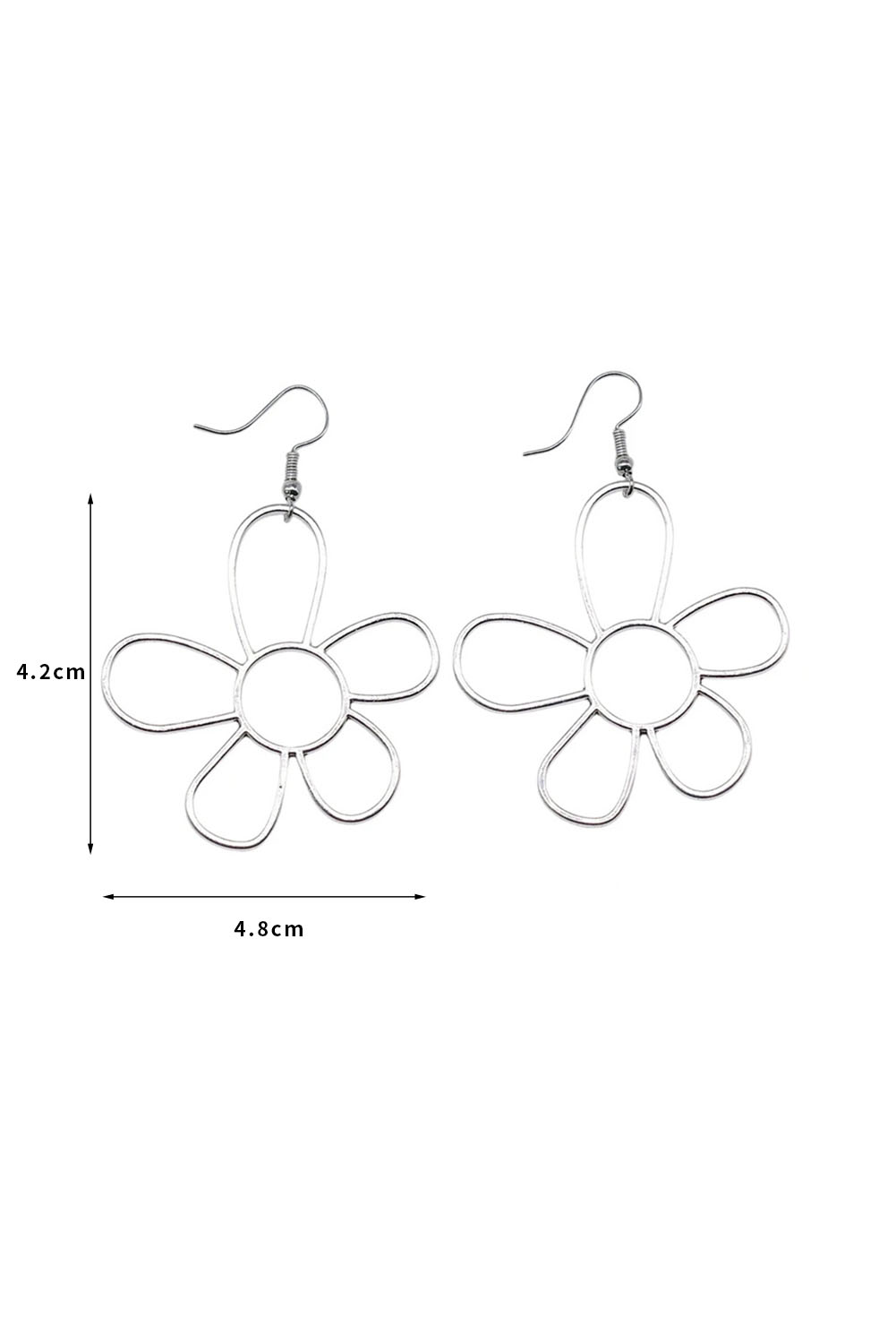 Silvery Alloy Hollowed Flower Hook Earrings - loveforevers