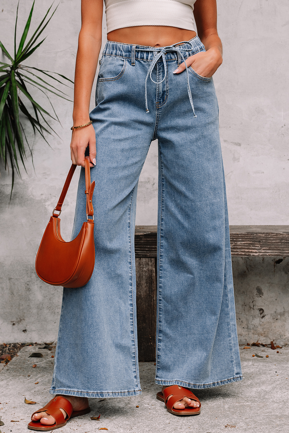 Dusk Blue Medium Wash Super Wide Leg Denim Pants - loveforevers