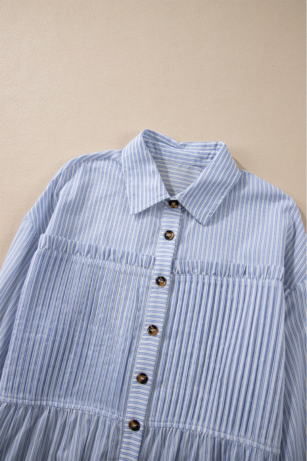 Sky Blue Stripe Striped Buttoned up Long Sleeve Shirt - loveforevers