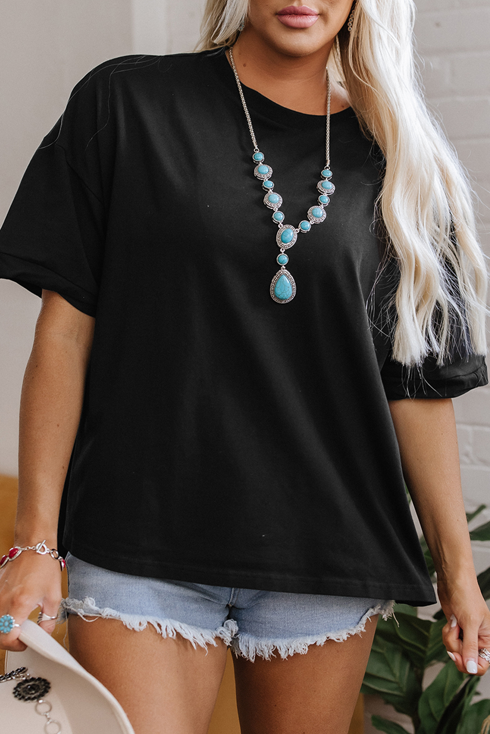 Black Loose Half Sleeve Hi Low Hem T Shirt - loveforevers