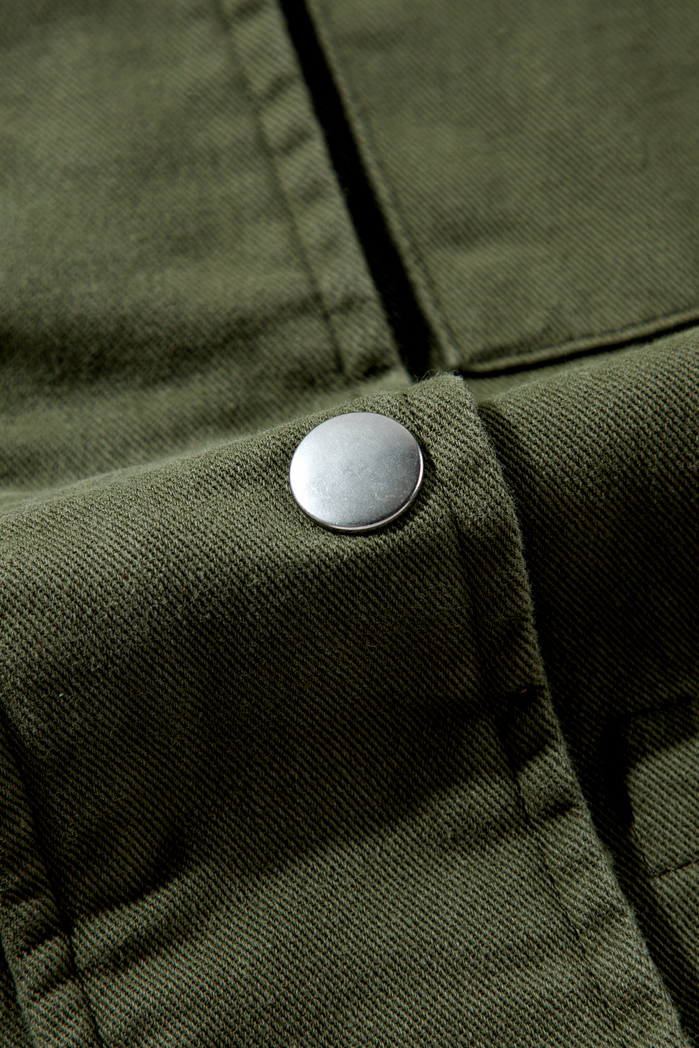 Moss Green Snap Button Zipper Tight Waist Collared Jacket - loveforevers
