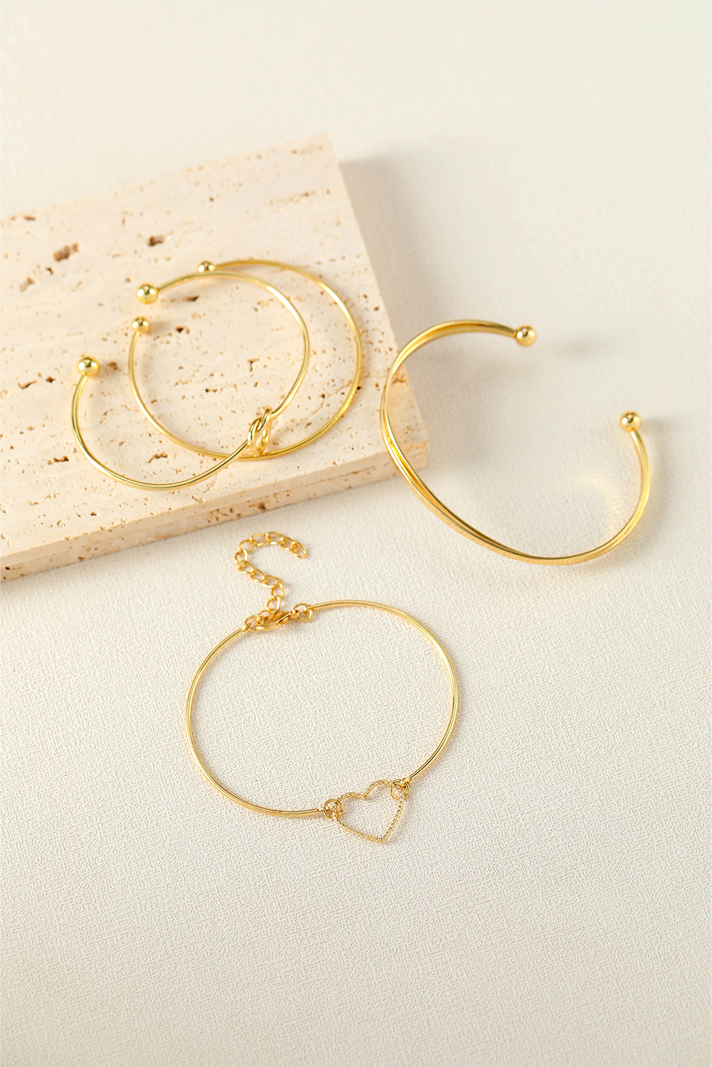Gold Love Geometric Cross Plated Bracelet 4-piece Set - loveforevers