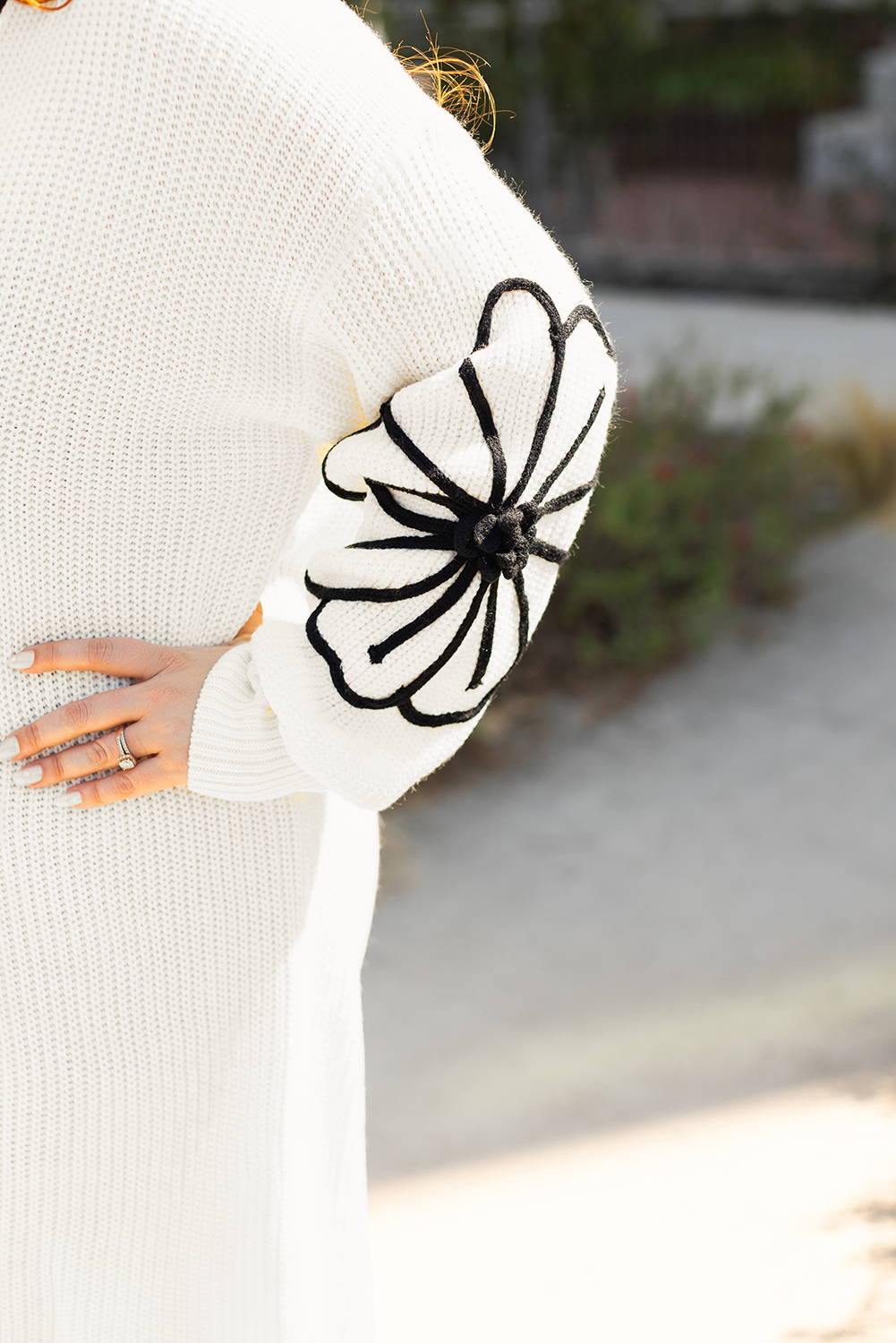 Black Flower Embroidered Drop Shoulder Open Front Duster Cardigan - loveforevers
