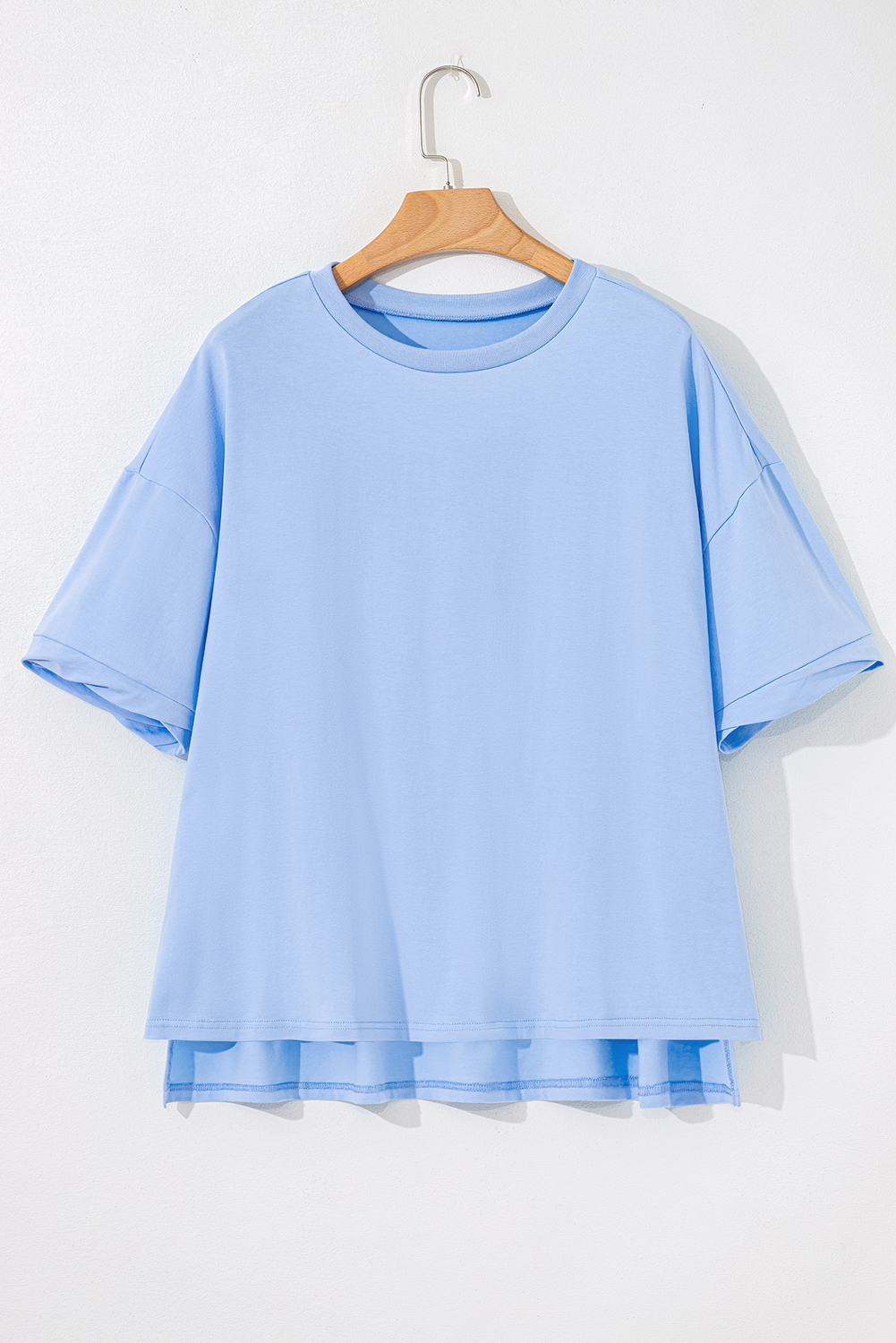 Black Loose Half Sleeve Hi Low Hem T Shirt - loveforevers