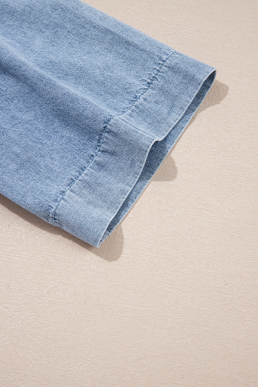 Myosotis Pintuck Pleats Puff Sleeve Split V Neck Summer Denim Top - loveforevers