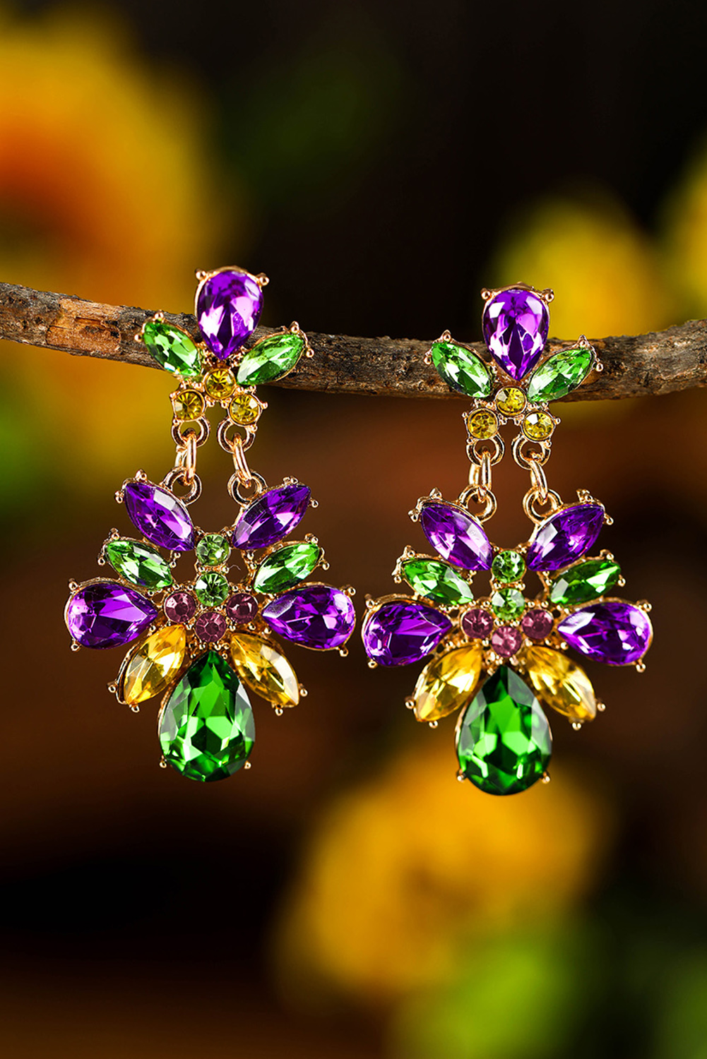 Purple Mardi Gras Shimmer Heart Earrings - loveforevers