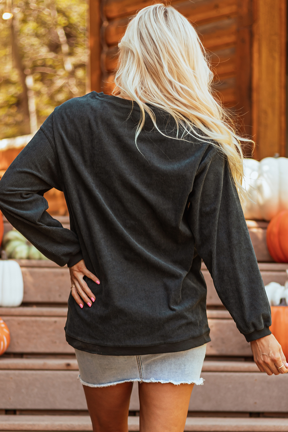 Dark Grey Pumpkin Spice Baby Graphic Textured Sweatshirt - loveforevers