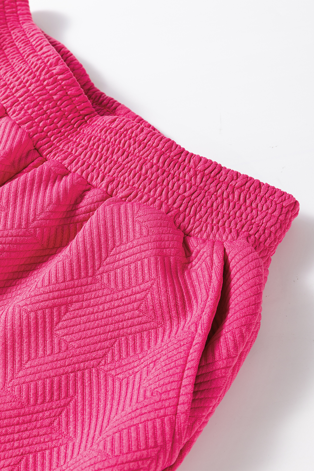 Rose Red Textured Puff Sleeve Top and Pants Set - loveforevers