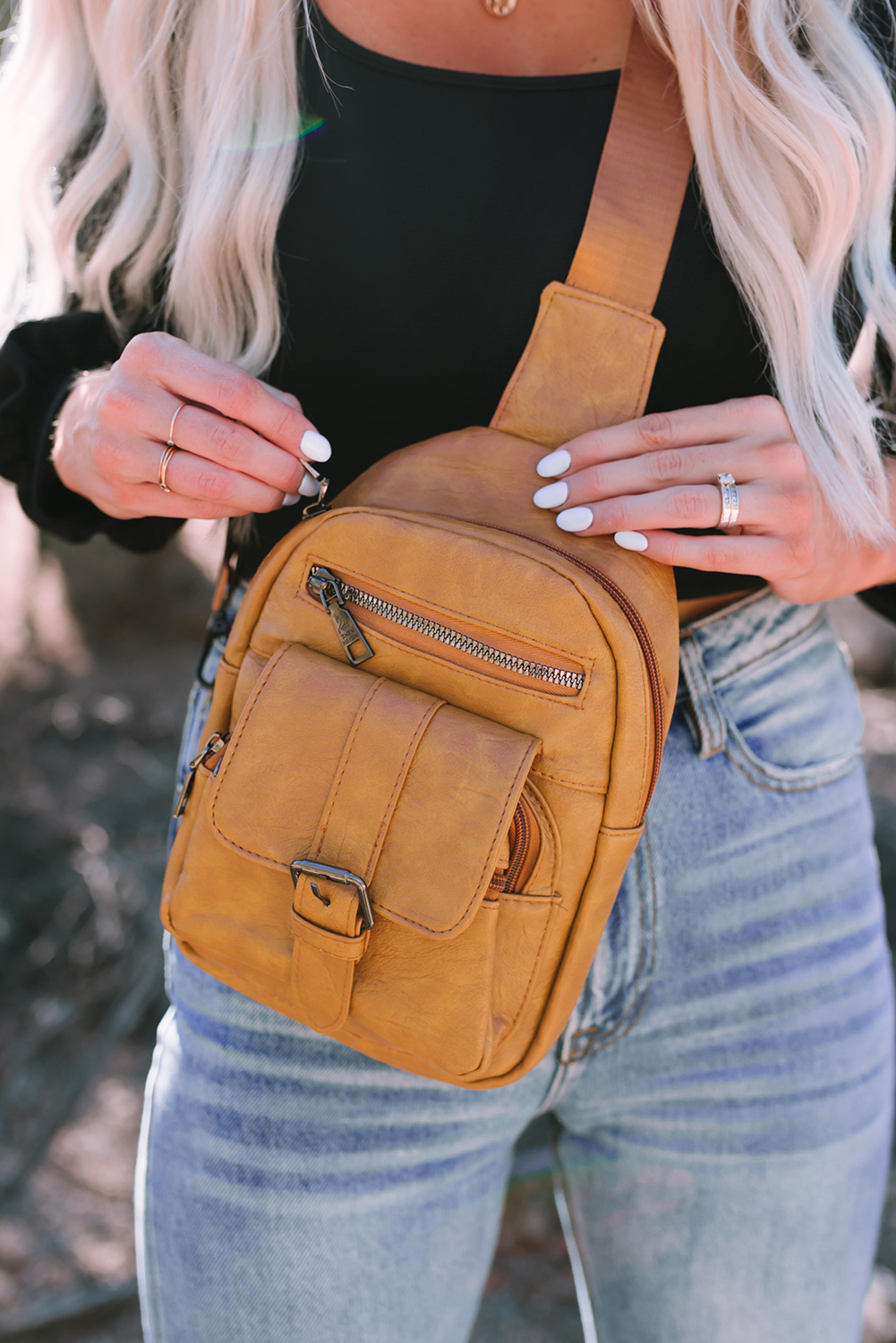 Khaki Vintage Multi Pockets Sling Bag - loveforevers