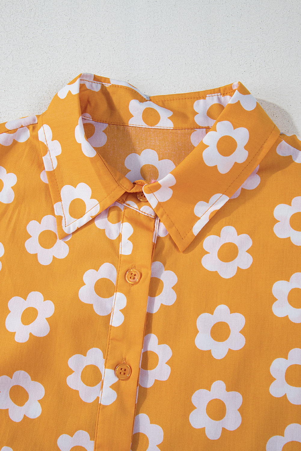 Yellow Flower Print Bracelet Sleeve Buttons Collared Maxi Dress - loveforevers