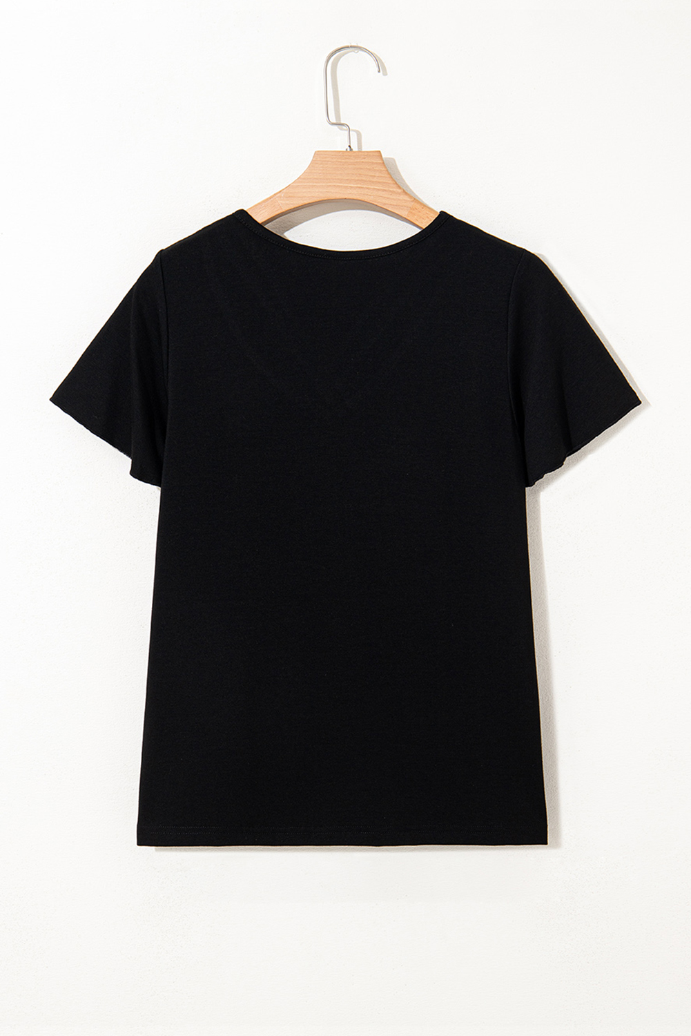 Black Crisscross V Neck Butterfly Sleeve T Shirt - loveforevers