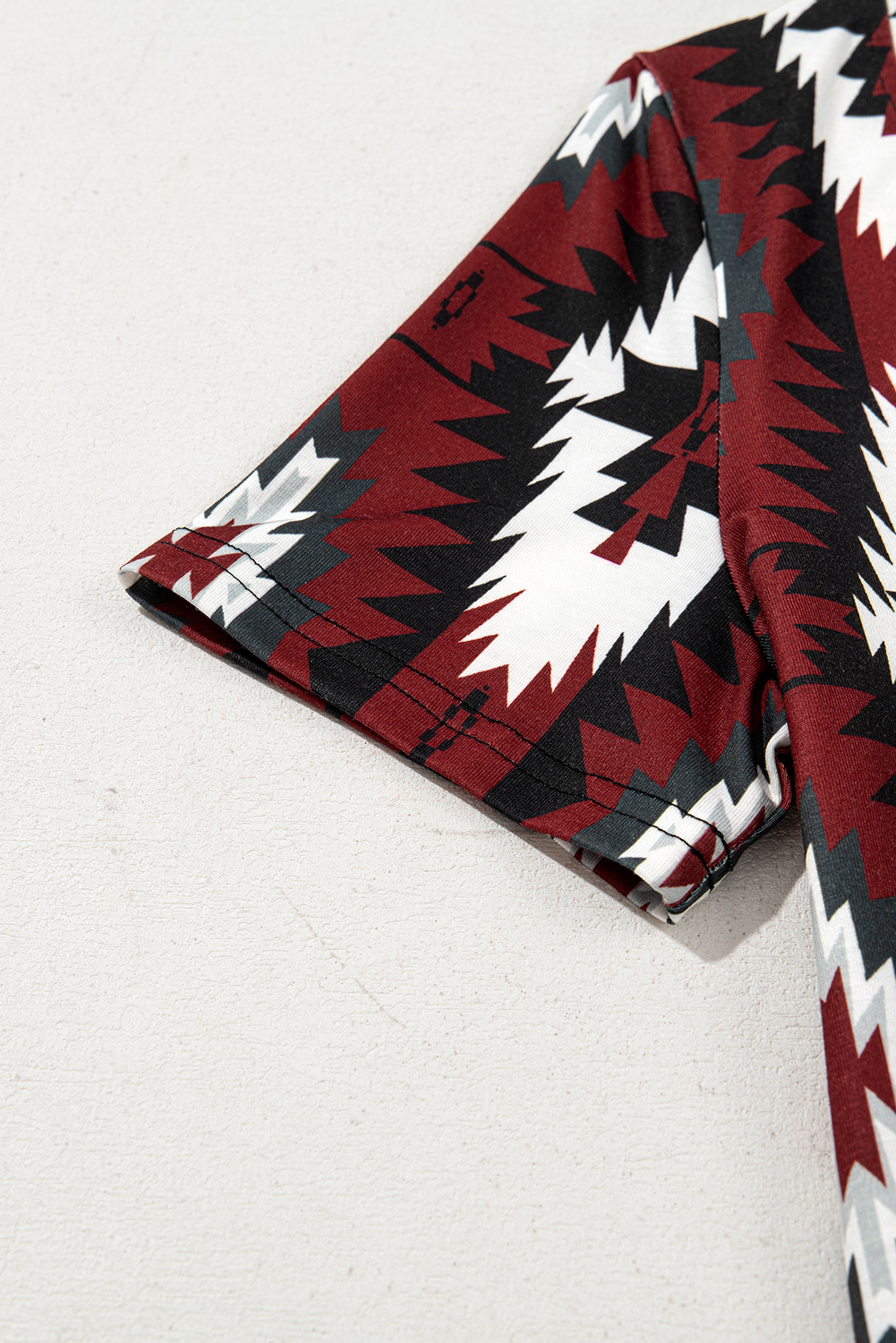 Red Western Aztec Printed Long T-shirt Dress - loveforevers