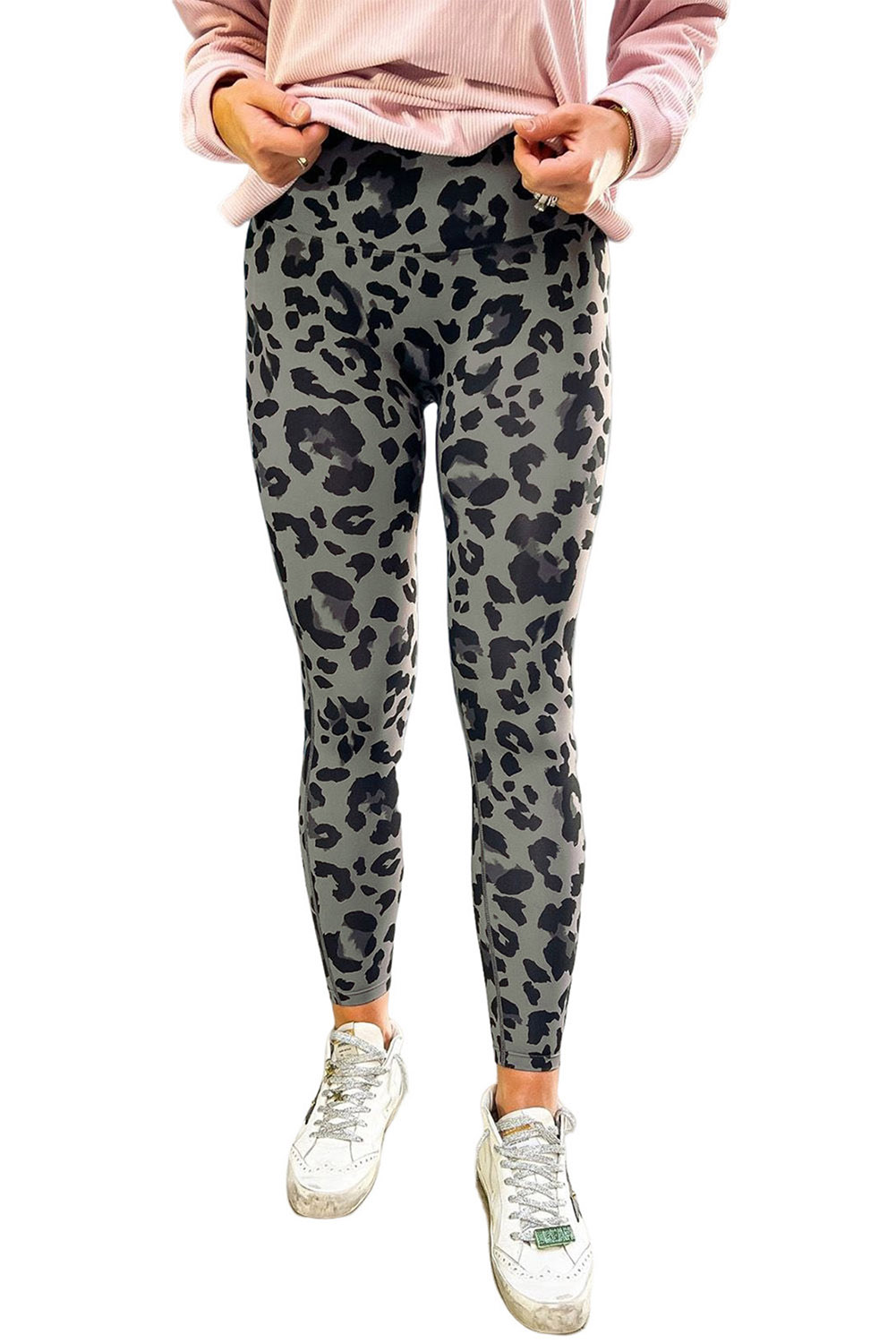 Gray Classic Leopard Print Active Leggings - loveforevers