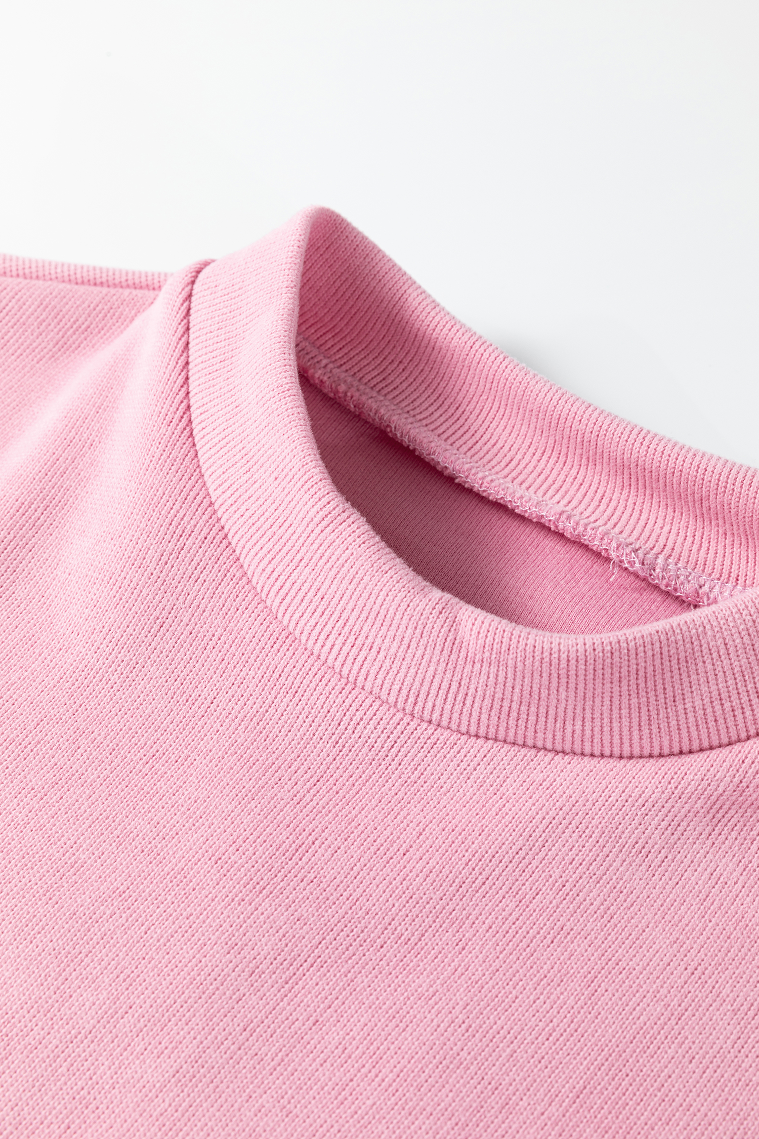 Pink Textured Knit High Neck Loose Tee Elastic Waist Loose Pant Set - loveforevers