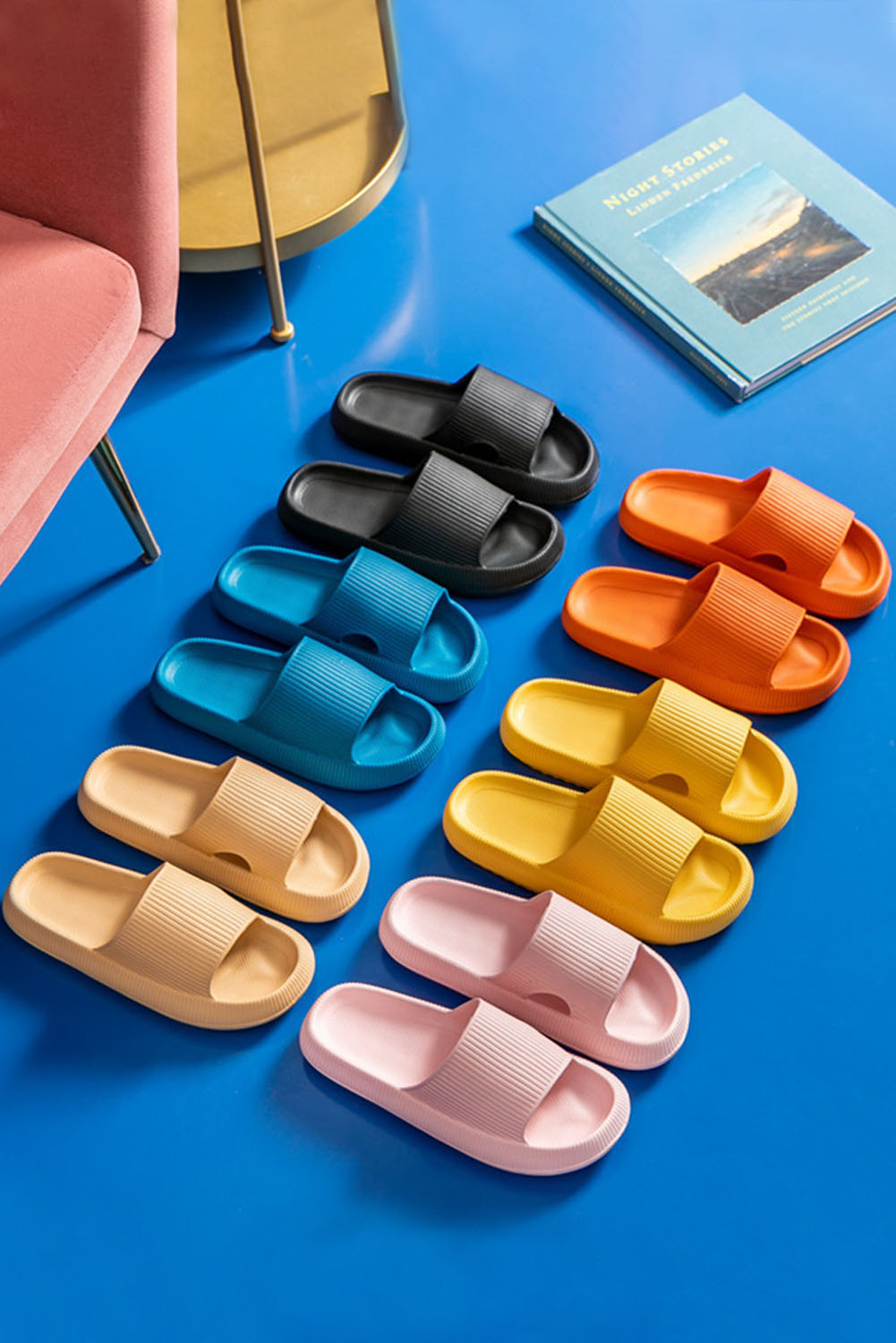 Black Hollow-out Thick Soled Slip On Slippers - loveforevers