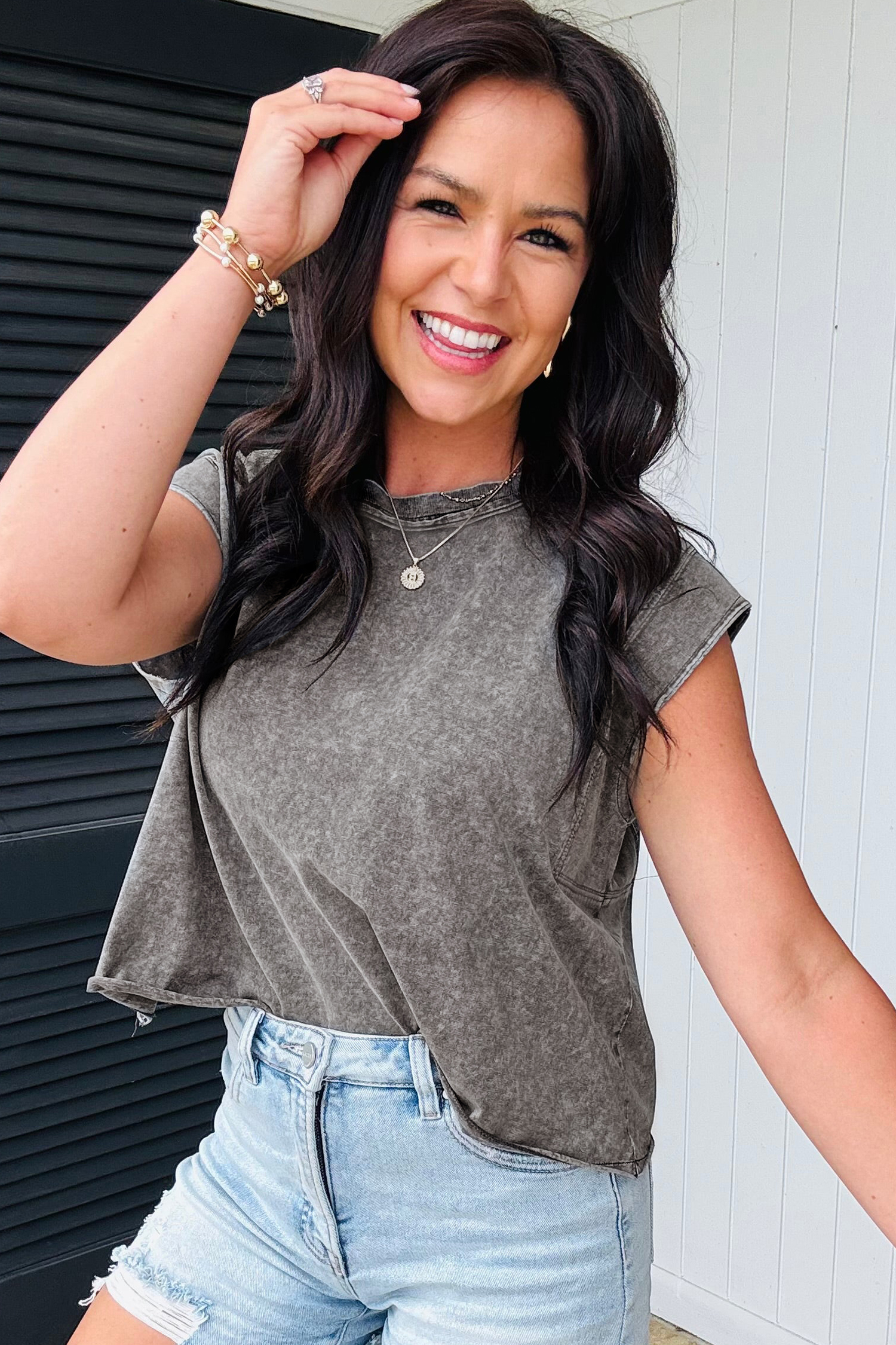 Medium Grey Mineral Wash Boxy Fit Cotton Tank Top - loveforevers