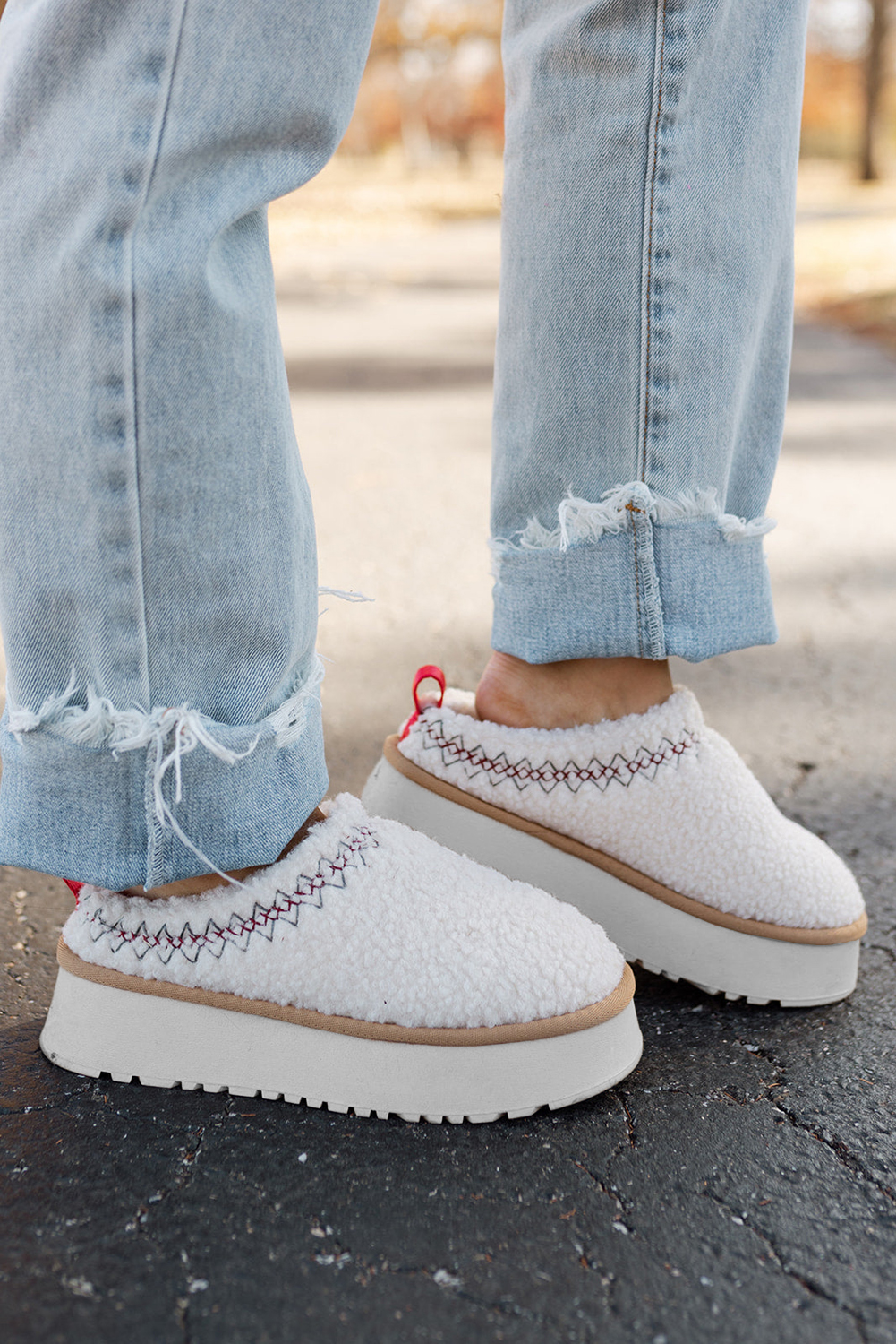 Oatmeal Embroidered Sherpa Plush Thick Sole Snow Boots - loveforevers