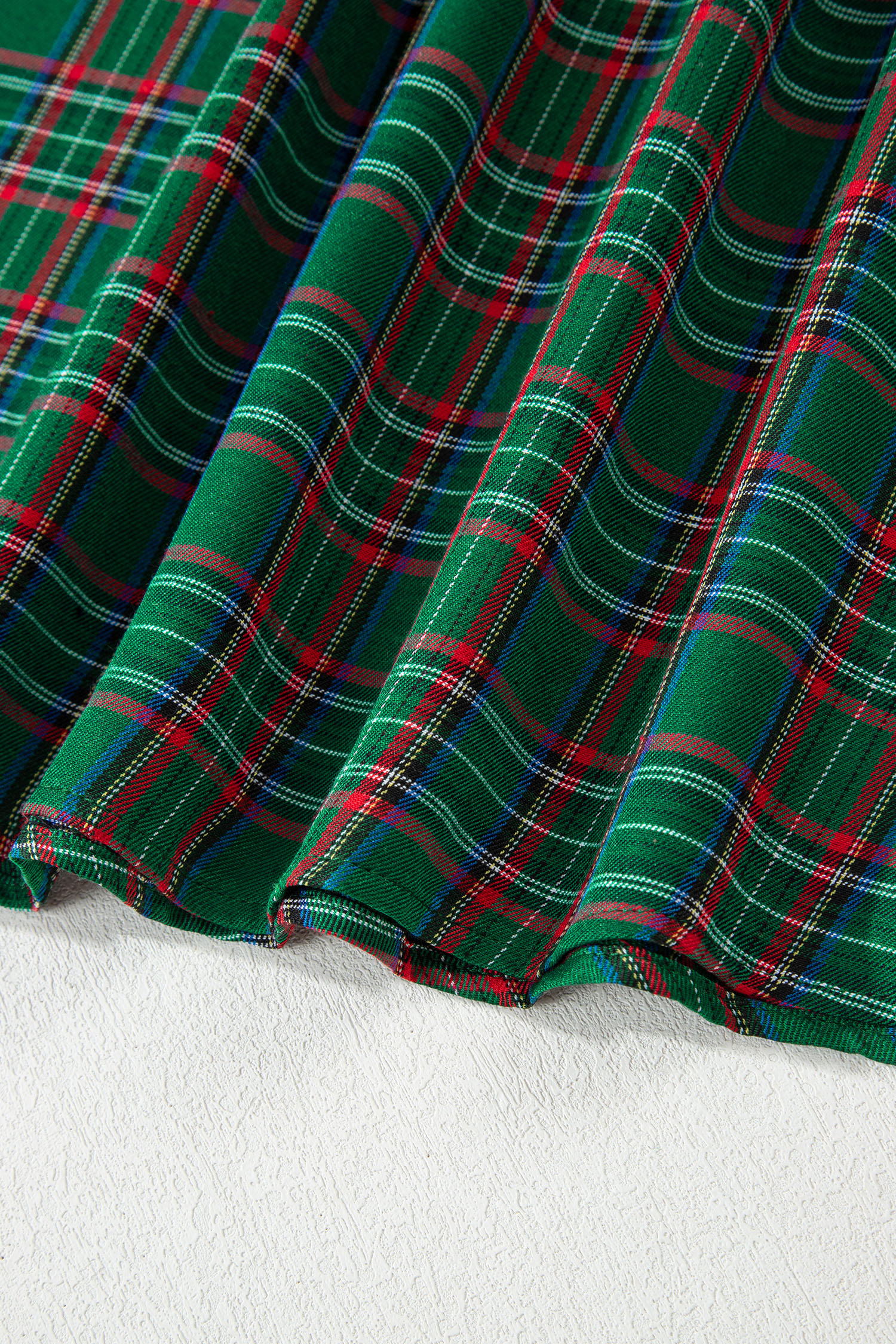 Red Tartan Plaid Square Neck Puff Sleeve Knot Waist Flared Midi Dress - loveforevers